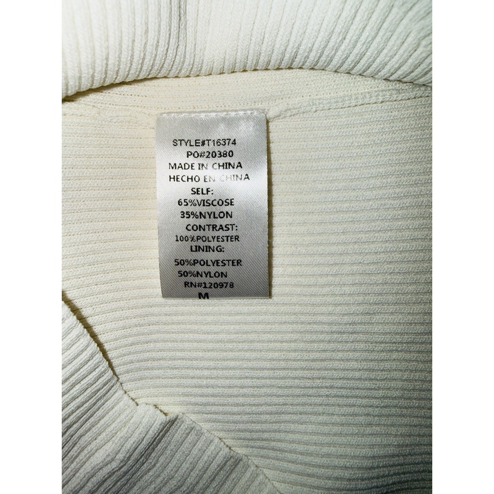 Entro Ivory Ribbed Knit Leopard Puff Sleeve V-Neck Top Animal Print M - Picture 4 of 7
